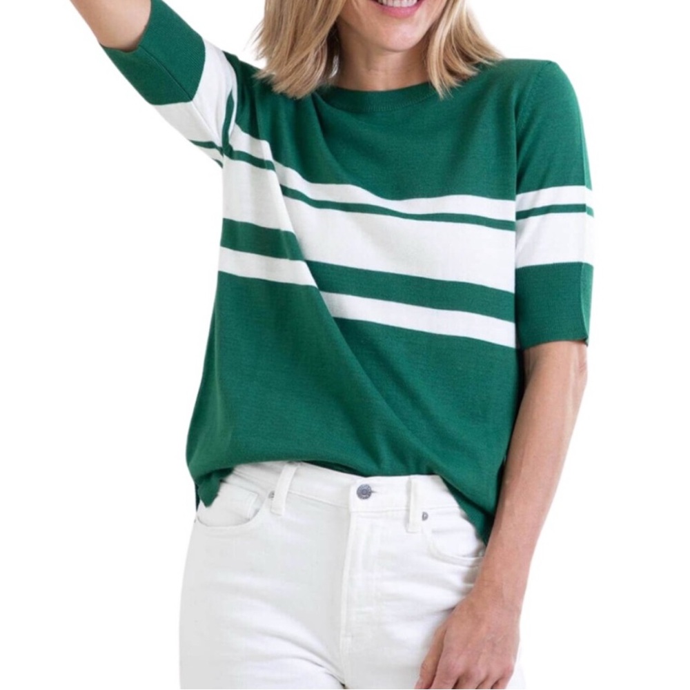 MERSEA Courte Green and White Striped Sweater